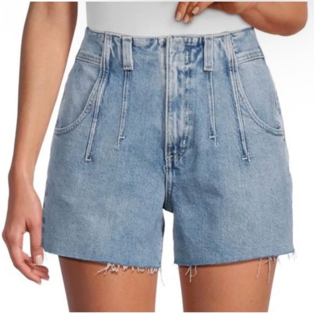 AG Adriano Goldschmied Light Blue Denim High-Waist Jean Shorts